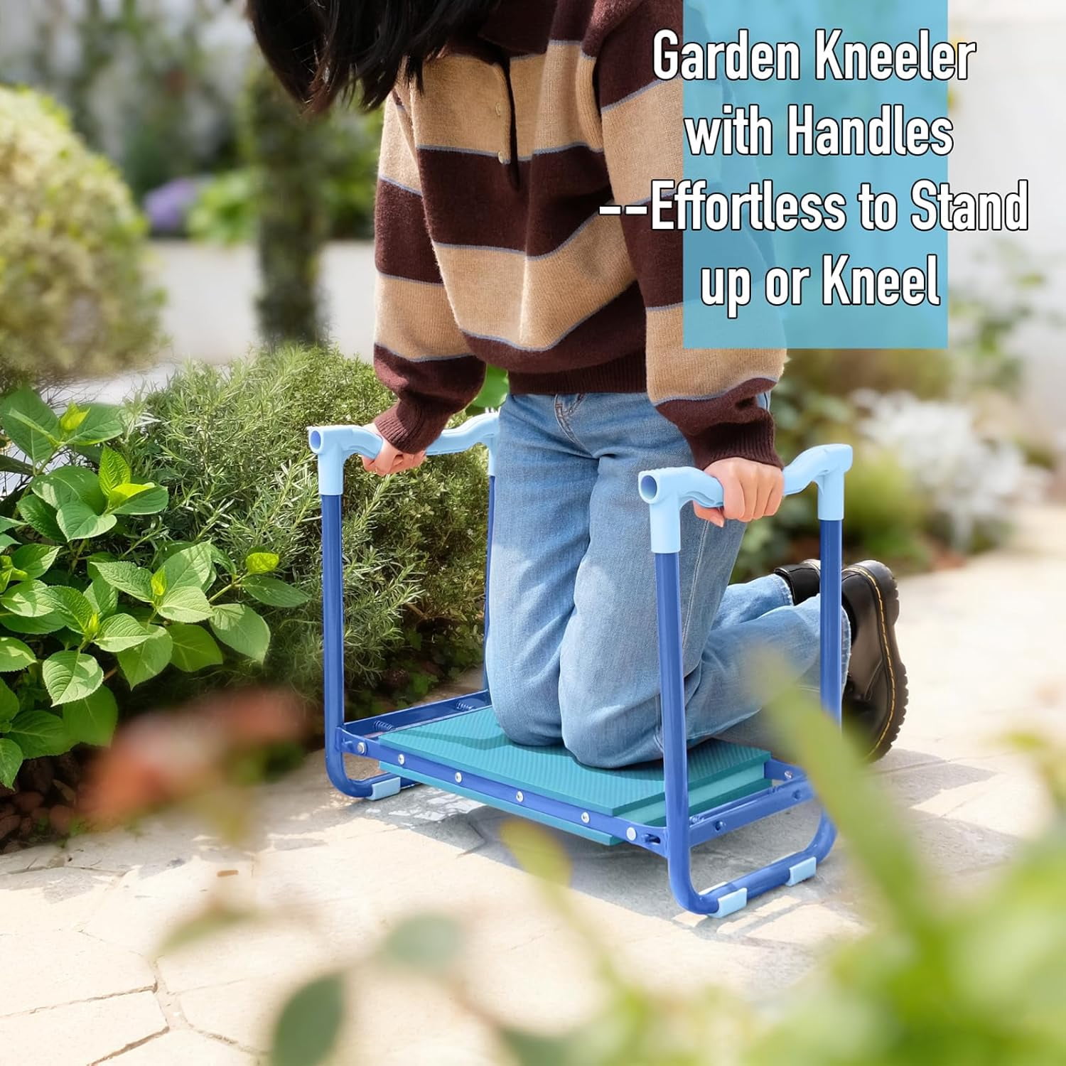 Folding Garden Stool and Kneeler, Heavy Duty Garden Kneeler and Seat, Kneeling Device for Gardening, Gardeners and Seniors (Purple)