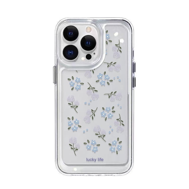 Funda Floral Azul Para Samsung A11 EU A12 A13 A14 A10 A10S A20 A21 A22 A23 A20S A30 A02 A03 A50 A51 A52 A53 A54 A31 A32 A33 A34 A04 A73 A72 A71 S10 Espacio Acrílico TPU Cubierta Trasera