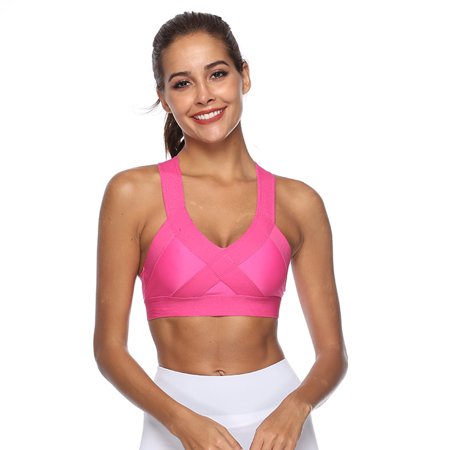 

Knosfe T-Shirt Bra for Women Criss Cross Seamless Female Sports Bra