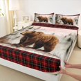 thumbnail image 3 of jejeloiu Wild Animals Bear Bed Sheets,Red Black Plaid King Sheets For Men Women 4 Pieces, 3 of 7