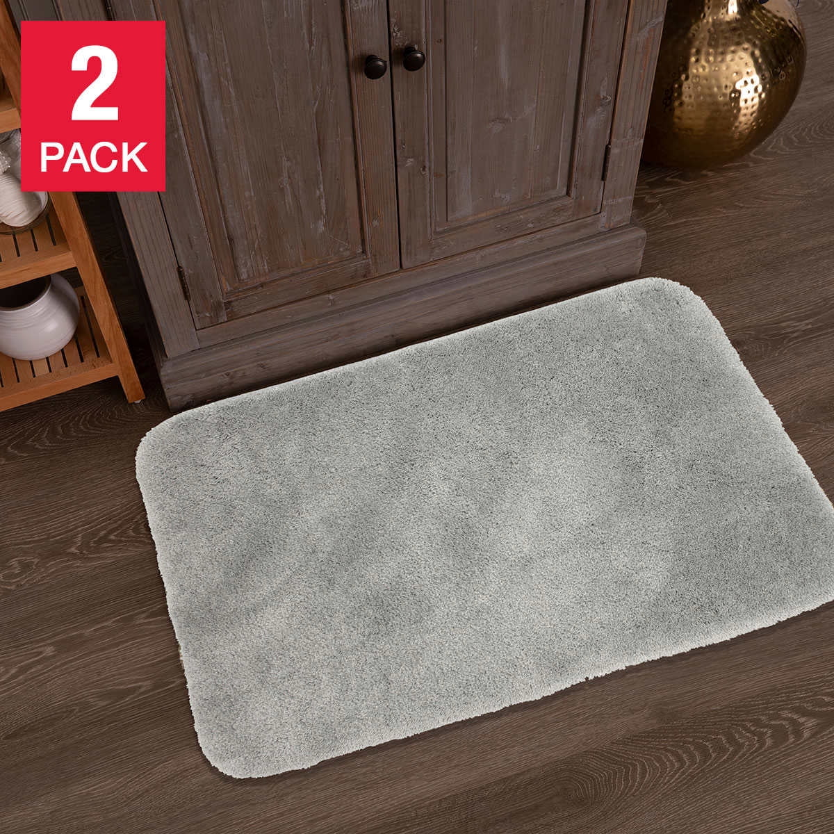 Charisma Bath Mat, Skid Resistant Backing 2pack Gray