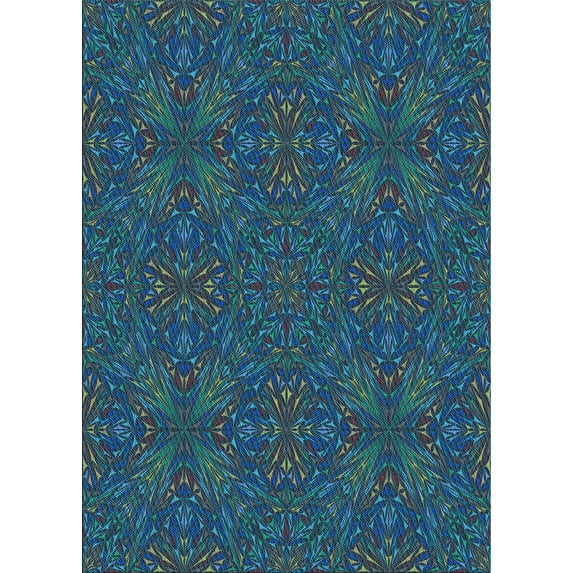 Ahgly Company Machine Washable Indoor Rectangle Transitional Deep-Sea Blue Area Rugs, 8' x 12'