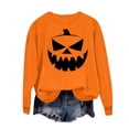 thumbnail image 2 of VKOYWKM Womens Orange Sweatshirts Thanksgiving Halloween Sweatshirt Oversized Funny Pumpkin Graphic Sweatshirts Crew Neck Long Sleeve Family Party Fall Pullover Tops, 2 of 5