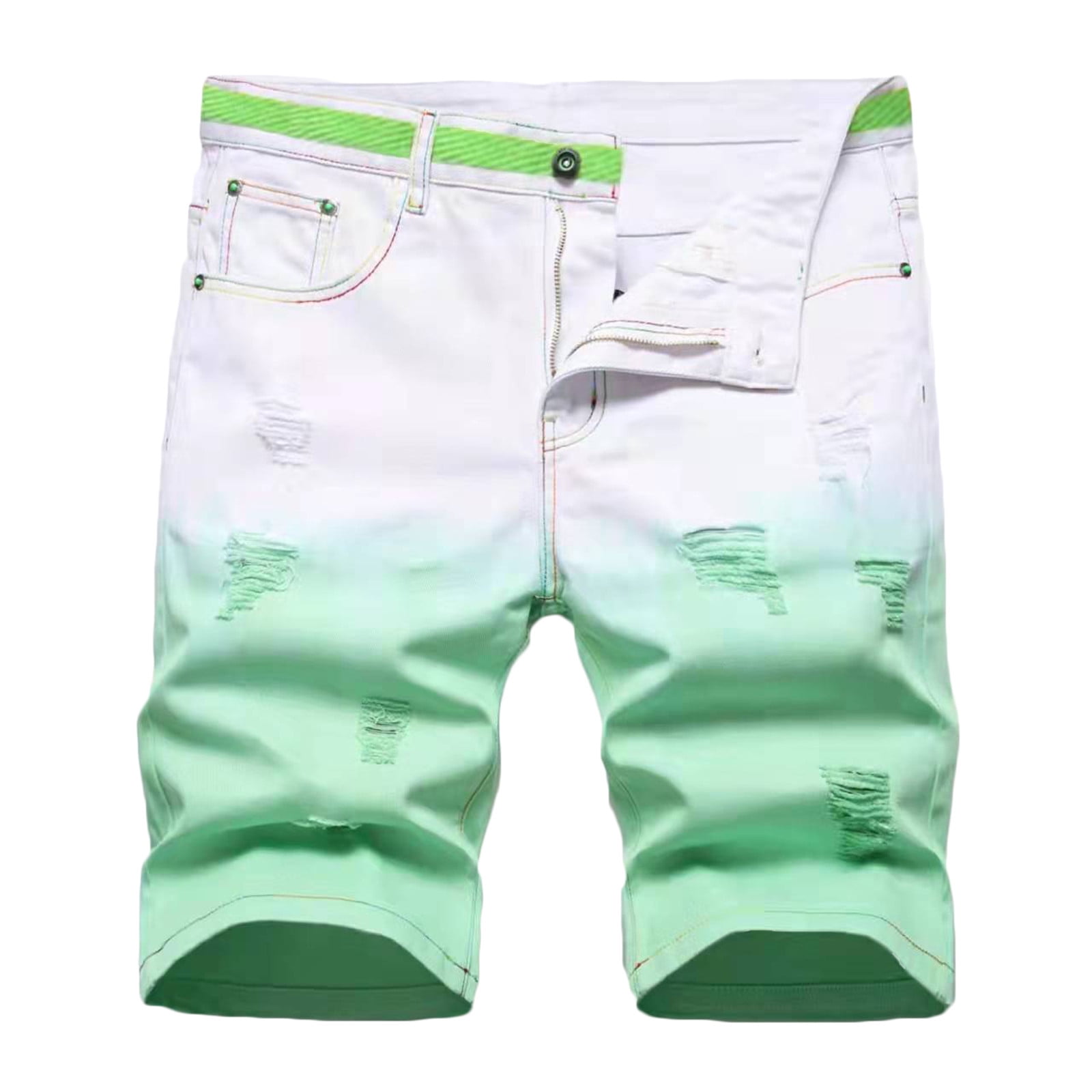 Owordtank Zipper Summer Bermuda Shorts for Men Jean Shorts