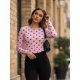 thumbnail image 3 of Blusas de mujer de otoño, manga larga, cuello redondo, estampado de lunares, estilo casual y corte ajustado, ideales para salir., 3 of 6