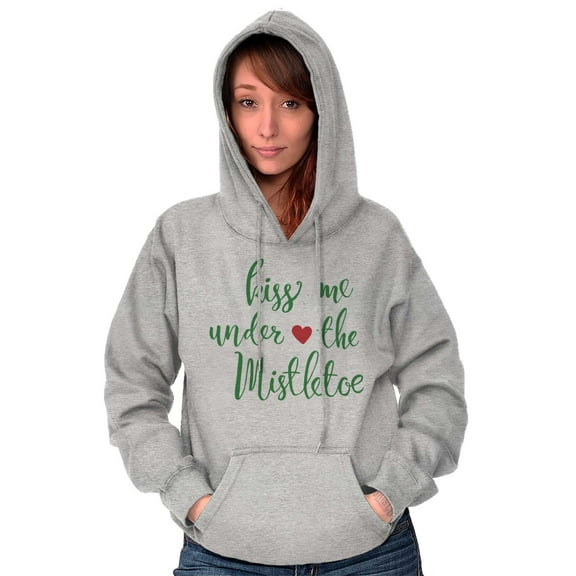 Christmas Kiss Me Under The Mistletoe Hoodie Sweatshirt Women Brisco Brands S