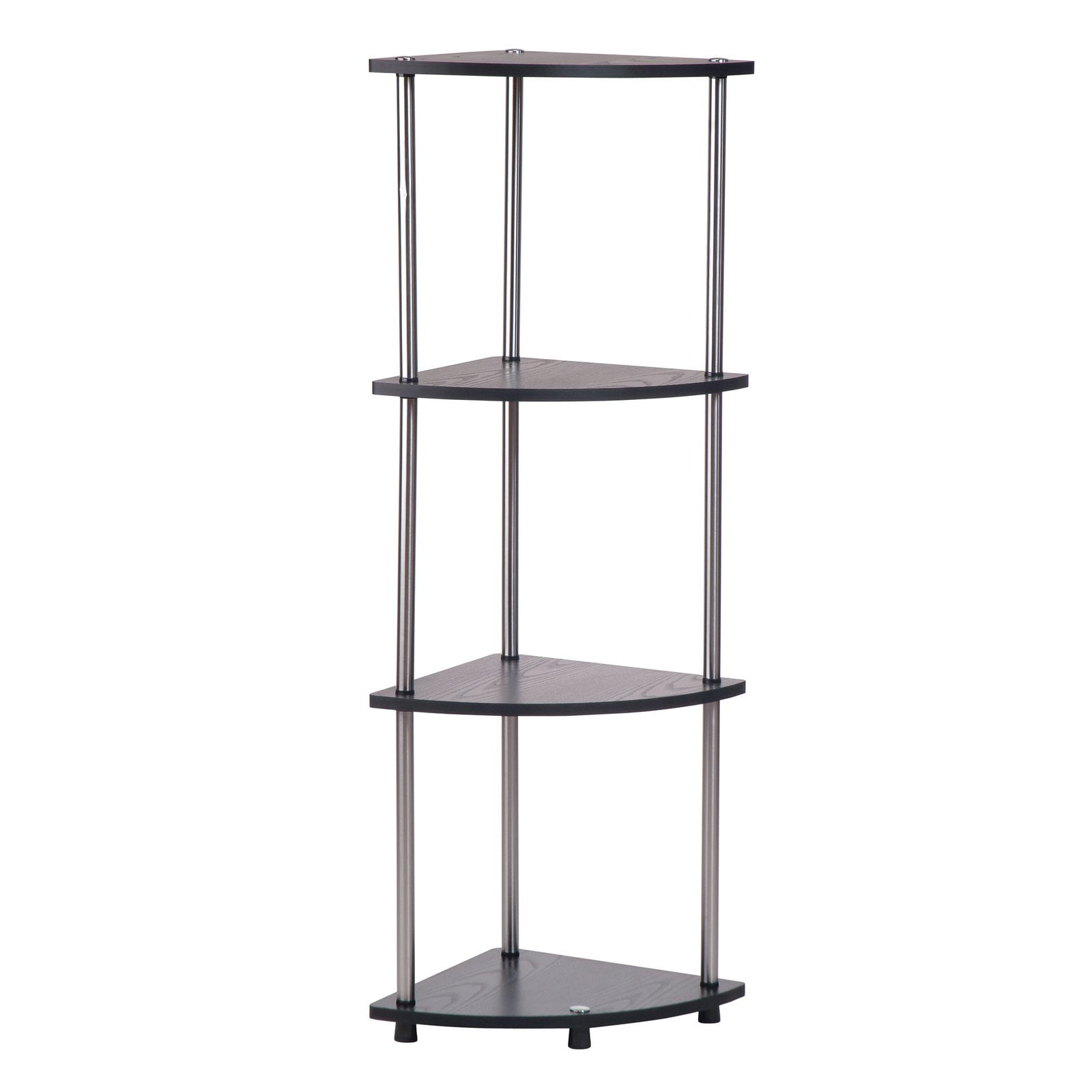 Convenience Concepts Designs2go No Tools 4 Tier Corner Shelf Black Convenience Concepts Designs2go No Tools 4 Tier Corner Shelf Black And Silver Com