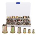 thumbnail image 1 of Kit surtido de 150 tuercas remachables M3 M4 M5 M6 M8 M10 con insertos roscados de extremo abierto y cabeza plana, 1 of 5