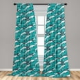 thumbnail image 5 of Ambesonne Ocean Curtains, Surfing Doodle Dolphins, Pair of 28"x63", Charcoal Grey Teal White, 5 of 5