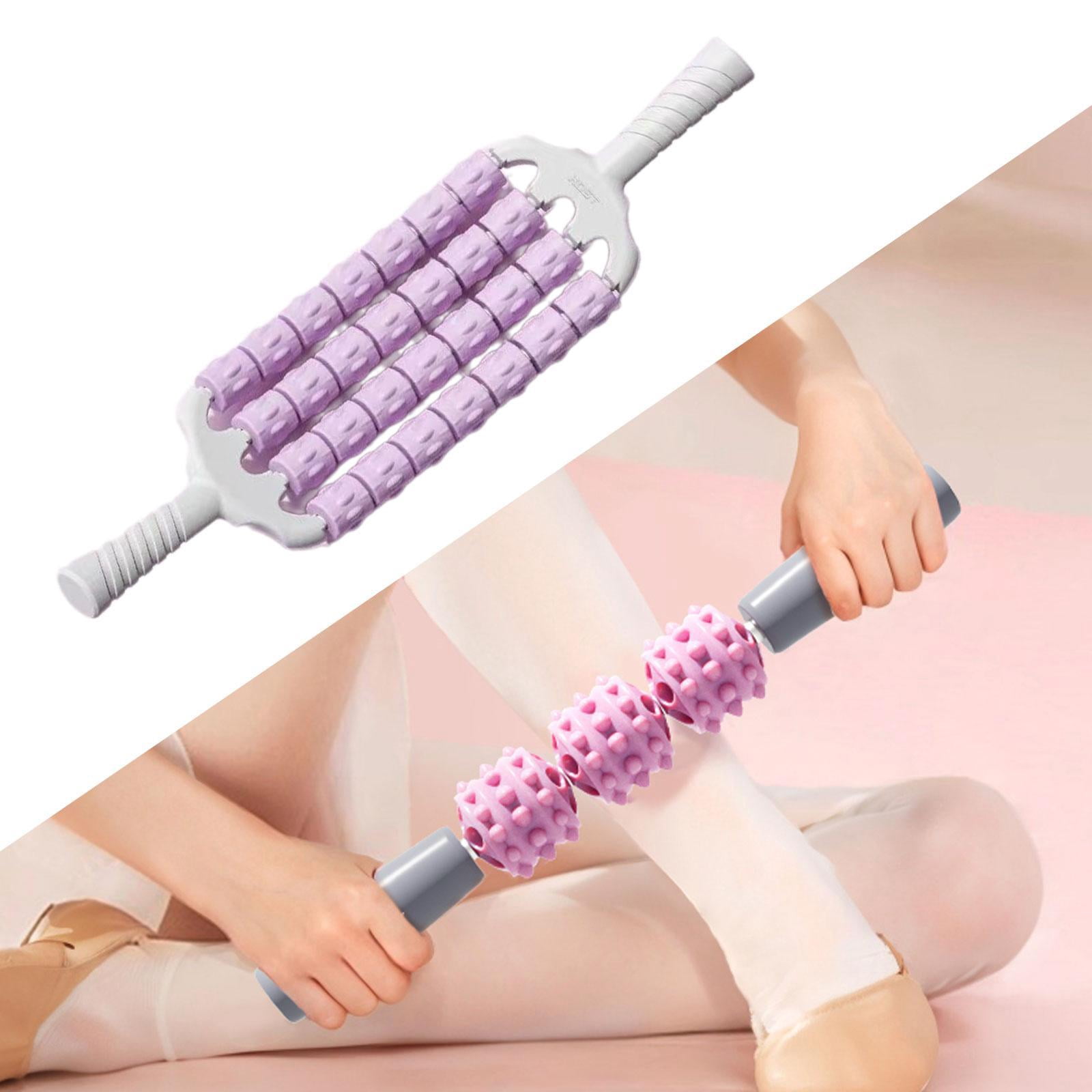 harayaa Massage Roller 4 Row Rollers Non Slip Handles Handheld Multipurpose Bendable for Purple