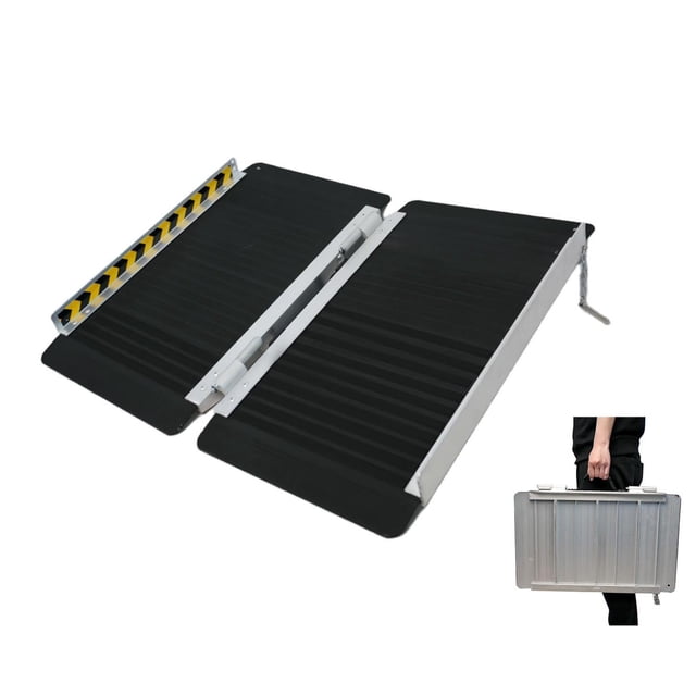 Rampa de Aluminio Portátil Plegable Antideslizante para Silla de Ruedas 600 Libras