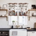 thumbnail image 2 of 2 Panels Kitchen Tier Curtains 39 Inch Length, Farmhouse Grommets Window Treatment Curtain, Retro Country Star Berry Vintage Wood Grain Thermal Curtains Drapes for Living Room/Bathroom, 2 of 9
