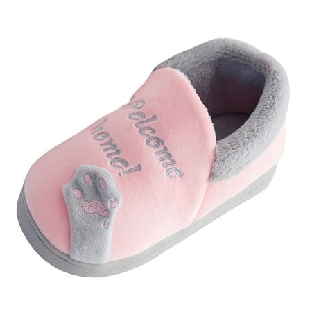 

Relanfenk Baby Sneakers Kids Boys Girls Winter Slippers Cartoon Cat Non-slip Home Indoors Shoes