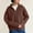 Brown, variant on Women High Collar Full Zip Vertical Ribbed Oversized Knit Jacket Long Sleeve Warm Casual Sweater Coat White L