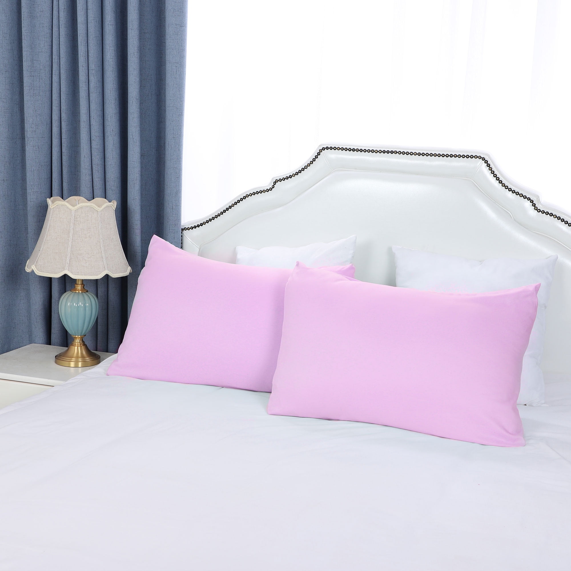 2 Pack Queen Pillowcases Soft 1800 Microfiber Pillow Case with Envelope Closure. Violet Bedding