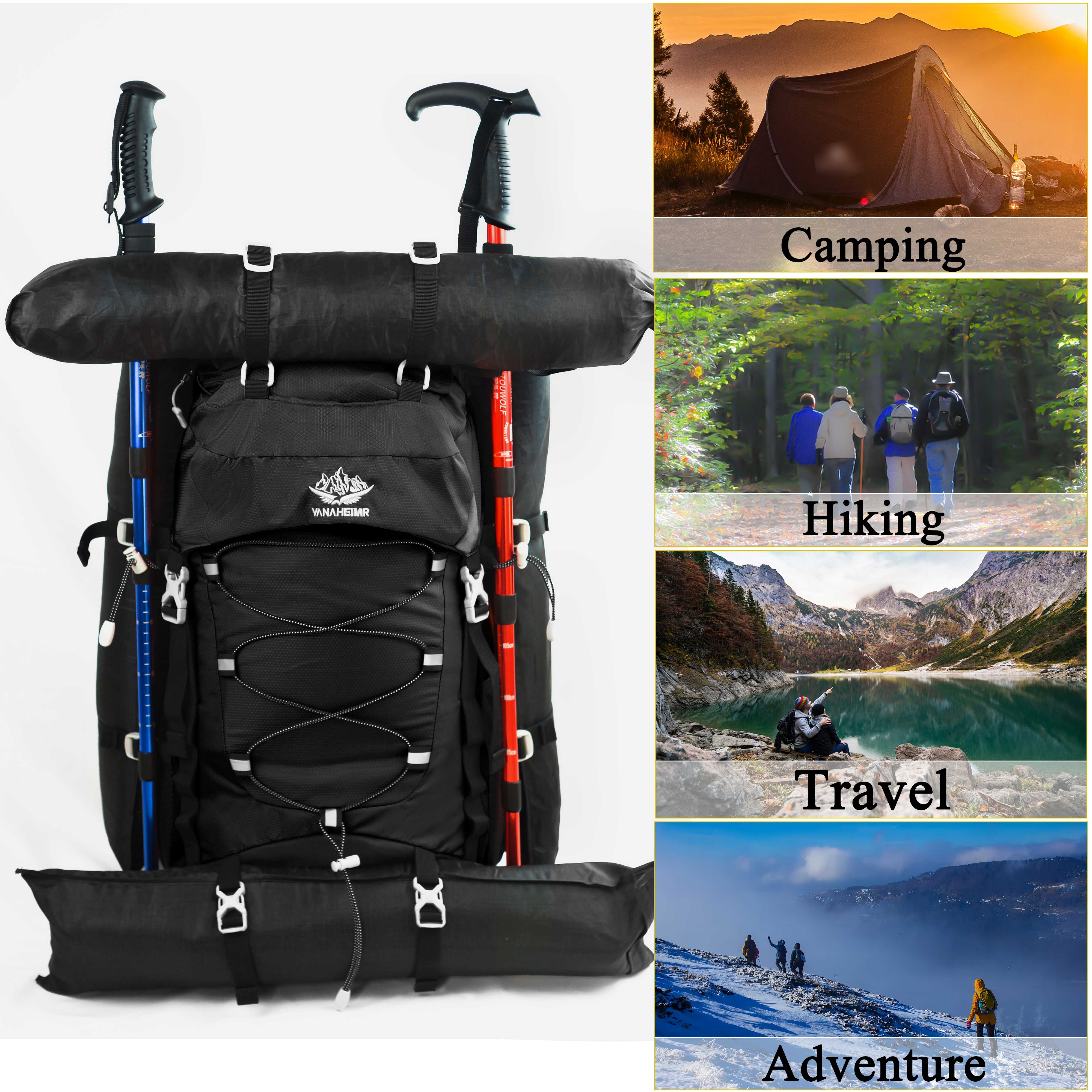 Yfreal 60L Travel Hiking Backpack with Rain Cover photo 8