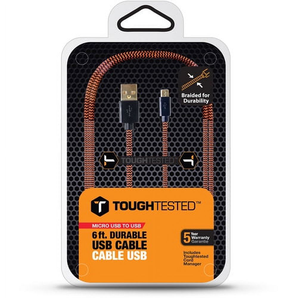 Eagle River Electronics Braided Nylon Micro USB Cable – 3/6/10 Ft, Assorted Colors, Universal
