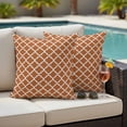 thumbnail image 4 of Orange Moroccon Outdoor Waterproof Pillow Covers, Farmhouse Country Minimalist Geometric Decorative Square Throw Pillowcase Sofa Cushion Sham for Patio/Couch/Chair, 16"x16" 2 Pack, 4 of 8