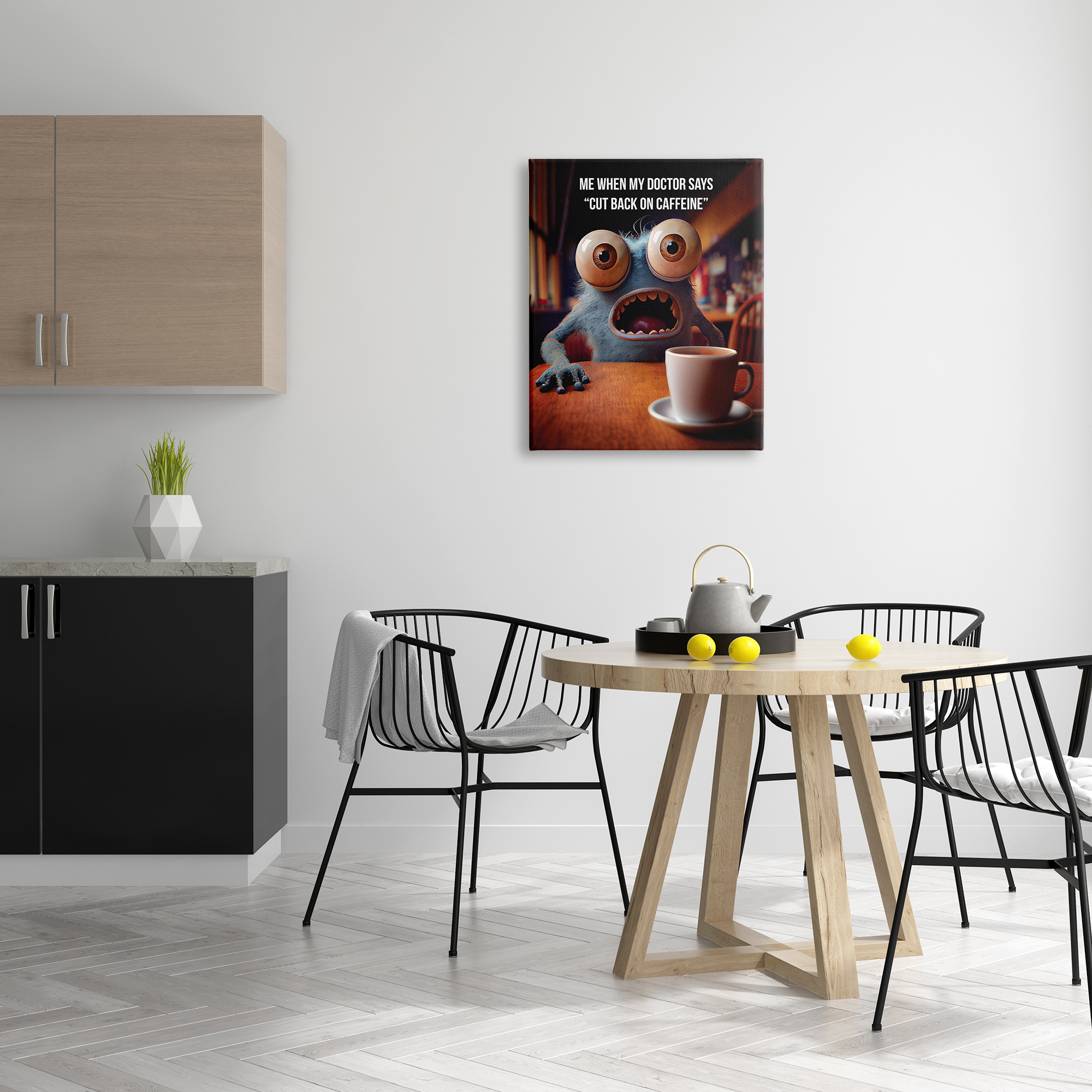 Stupell Industries Monster & Coffee Phrase Food & Beverage Painting Gallery Wrapped Canvas Print Wall Art, 24 x 30
