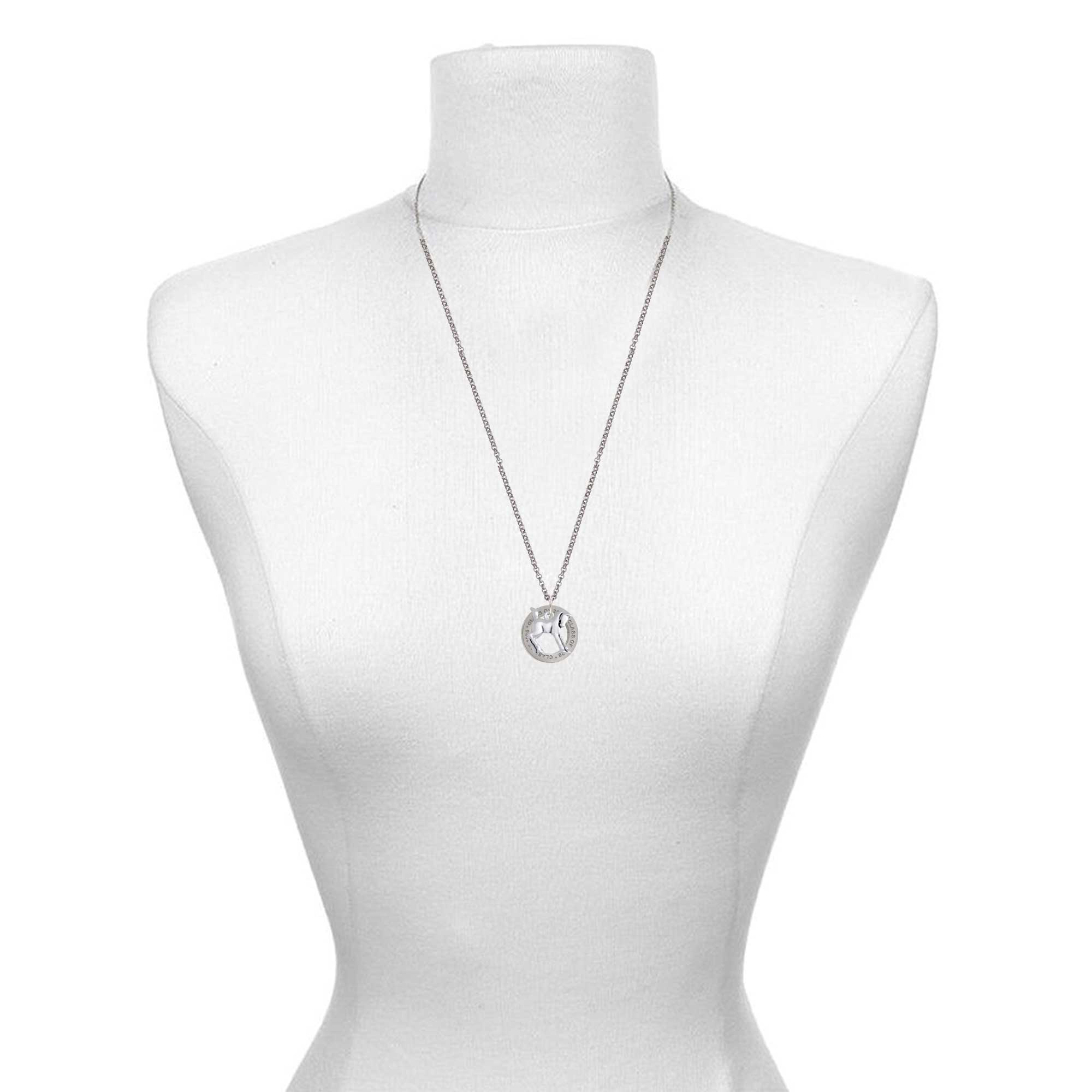 Delight Jewelry Silver-tone Equestrian Horse - Class of 2026 Affirmation Ring Necklace, 23"
