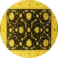thumbnail image 1 of Ahgly Company Machine Washable Indoor Round Oriental Yellow Industrial Area Rugs, 4' Round, 1 of 4