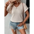 thumbnail image 5 of Womens V Neck Button Back Batwing Sleeve Tee Summer Blouse For Women, 5 of 6