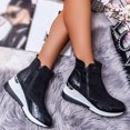 thumbnail image 4 of Herrnalise Women's Fashion Casual Flock Wedges Short Ankle Boots Zipper Shoes Sneakers Fall Savings, 4 of 6