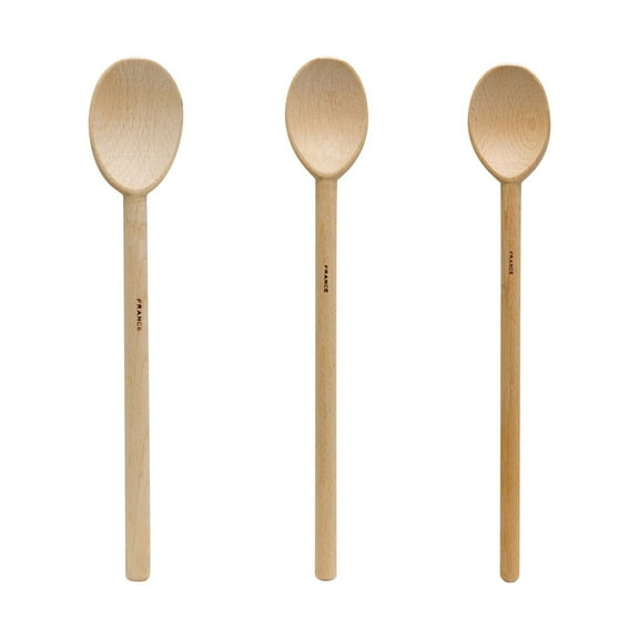 HIC Kitchen Classic French Beechwood Spoon Set, Made in France, 10-Inch 12-Inch and 14-Inch, Set of 3