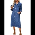 thumbnail image 1 of Chaqueta Vaquera Rasgada con Botones para Mujer, Gabardina Midi con Agujeros Desgastados por Encima de la Rodilla. Azul S, 1 of 8