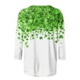 thumbnail image 4 of St Patrick's Day T Shirt for Womens Green Leaf Print Irish 3/4 Sleeve Loose Pullover Tops, 4 of 5