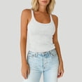 thumbnail image 3 of Womens Tank Tops Scoop Neck Sleeveless Ribbed Knit Basic Tees Slim Fitted Summer Casual Cami Shirts,White,XXL, 3 of 8