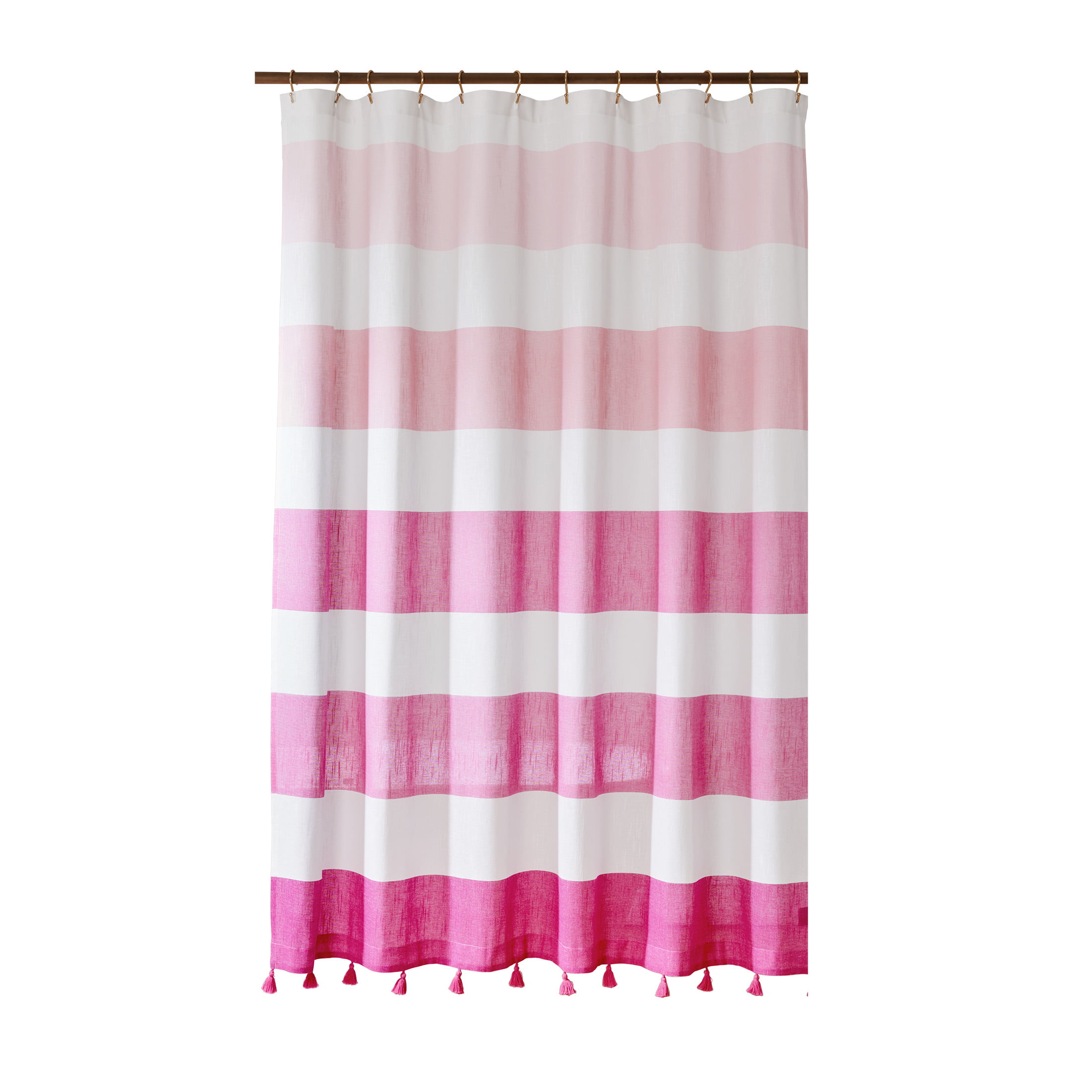 Pink Striped Shower Curtain, Hot Pink Neon Pink Cute Shower