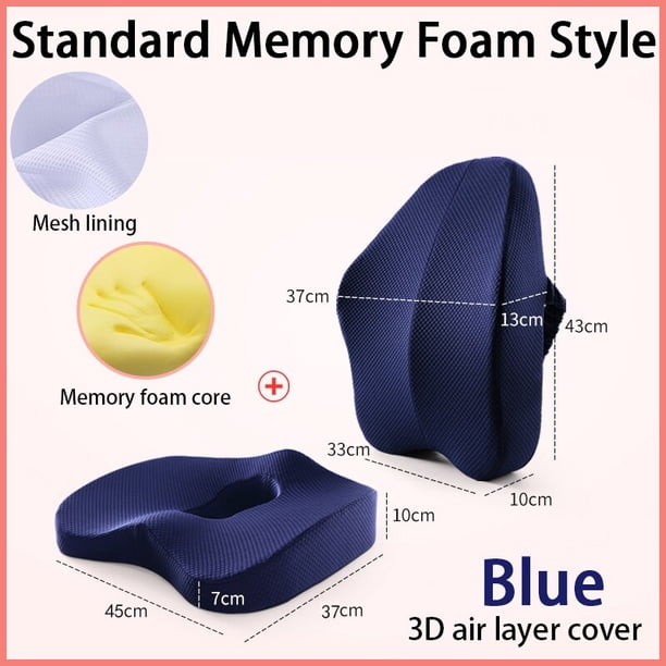 Cojín de espuma viscoelástica para asiento, almohada ortopédica para coxis, cojín para silla de oficina, soporte para cintura, almohada para espalda, asiento de coche, juegos de almohadillas de masaje de cadera Tan Jianjun unisex