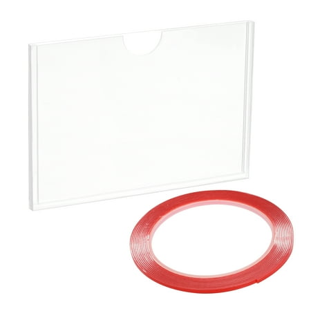 Uxcell Clear Acrylic Sign Holder Document Paper Horizontal Frame 3.5x5inch with Adhesive Strip for Home, Office 4Pcs
