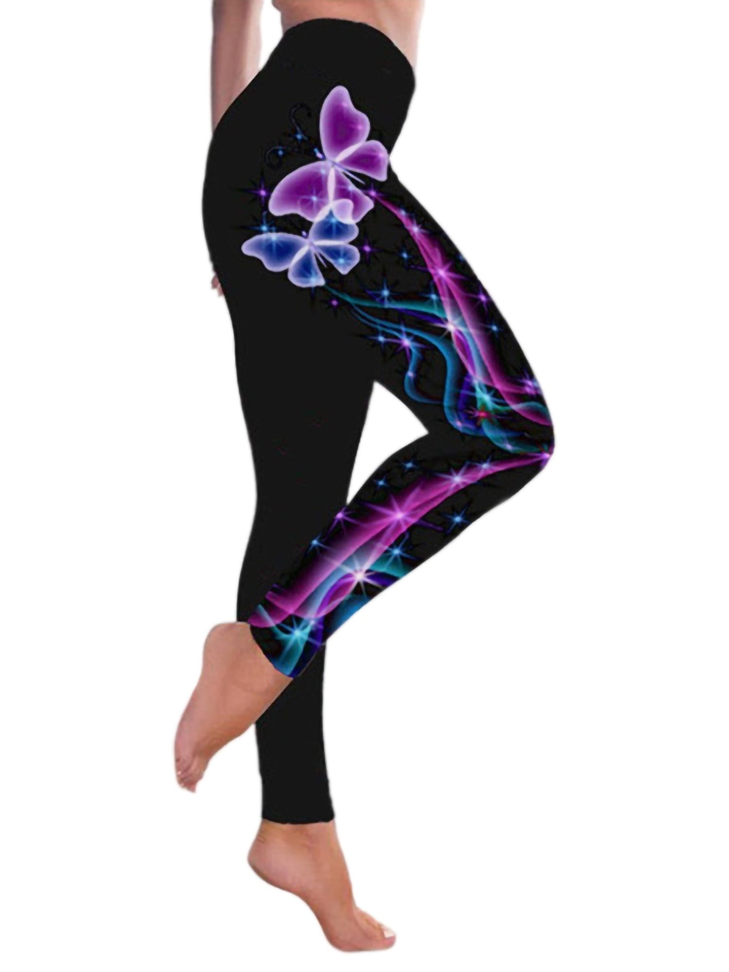 FLYILY Womens Capris Sports Leggings Running Tights High Waist Bandage Stretch Fitness Yoga Pants 