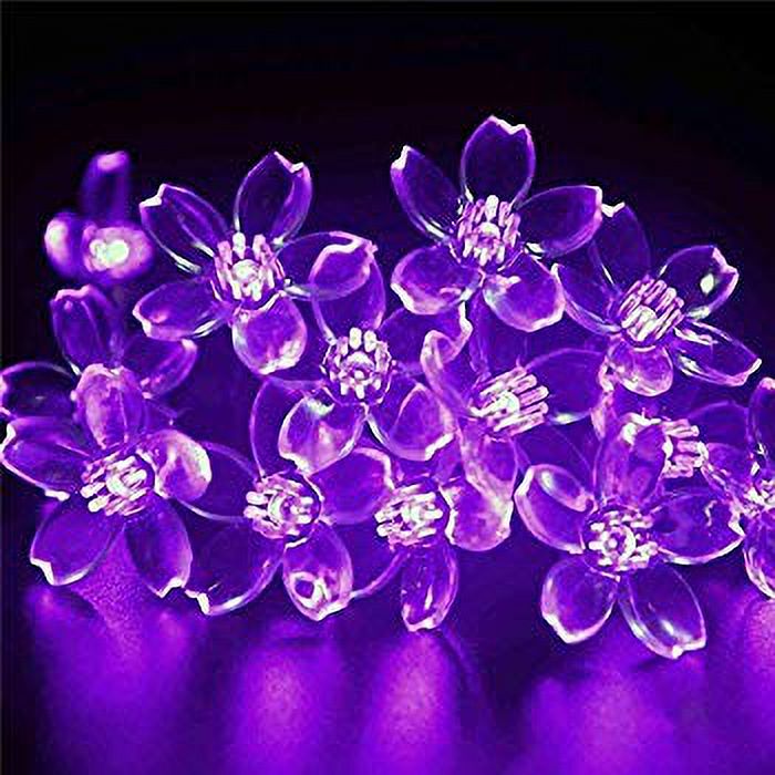 Solar Christmas String Lights, 21ft 50 Halloween String Lights, Fairy LED Lights String, Solar Flower Decorative Lighting for Outdoor Home Garden Patio Xmas Trees Party and Holiday Purple - image 2 of 4