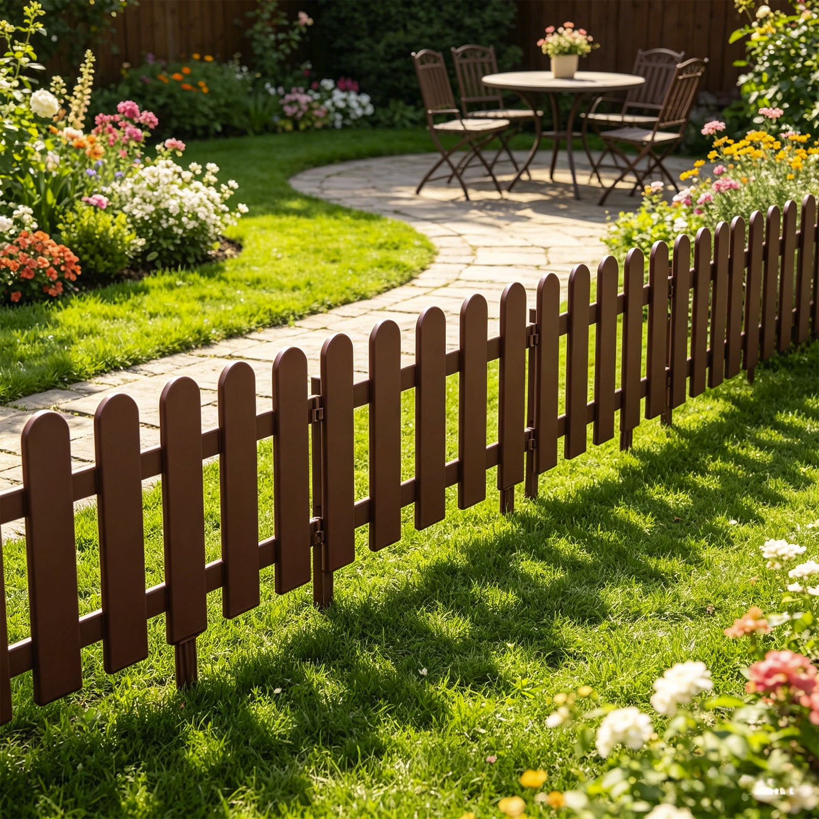 Kadlawus 3Pcs Versatile Garden Fence for Yard, Plastic Mini Border Fence, Decorative Landscape Edging Strips, Small Fence for Flower Bed, Lawn, Patio and Residential Area