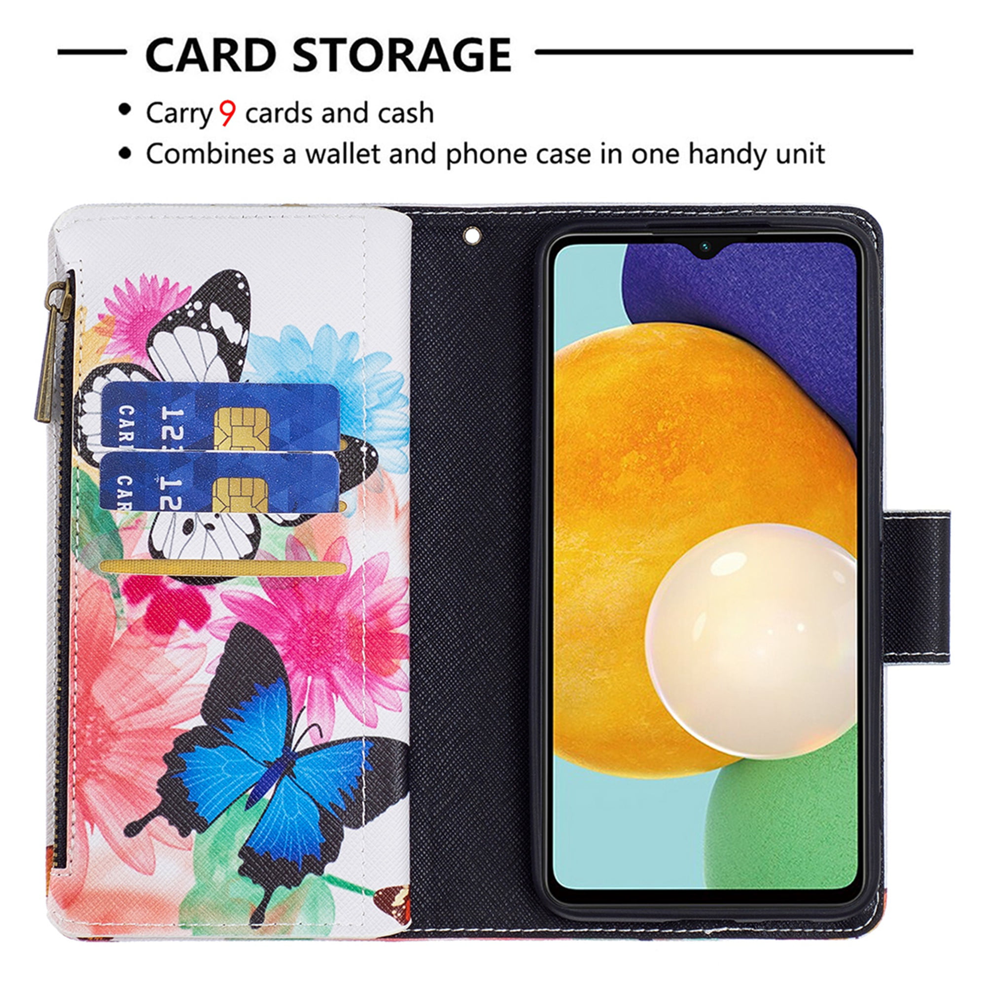  JYCUHTCL for Samsung Galaxy A53 Wallet Case with Card Holder  Double Magnetic Clasp Butterflies Purple Theme Phone Case for Galaxy A53 5G Case  Wallet Credit Cards Slot Shockproof Durable Cover 
