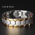 thumbnail image 1 of pulsera hombre regalos para hombre originales pulsera hombre acero inoxidable Pulsera de acero inoxidable para Hombre, joyería de lujo, biomagnética, para terapia, salud y energía, chapada en oro, 1 of 3