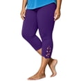 thumbnail image 2 of vzibsiv Plus Size Women Pants for Work Purple High Waist Lace Hem Capri Leggings Size 4XL, 2 of 6