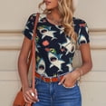 thumbnail image 4 of KLL Women 's Crew Neck Bodysuit Jumpsuits Cartoon Sharks Print Short onesies Stretch T Shirts, 4 of 5