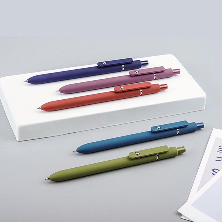 Ddaowanx 0.5mm Fine Point Gel Pens - 6 Pack Blue Ink Retractable Quick-Dry Pens, Colorful Barrel