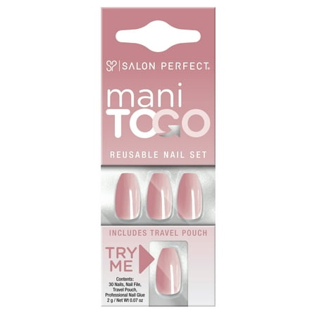 Salon Perfect Mani To Go Light Pink Nail Set, 30 Pieces