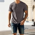 thumbnail image 2 of Men'S Solid Color Henley Neck Short Sleeve T Shirt Lightweight Breathable Casual Tops For Summer Daily Wear And Commute,Coffee,L, 2 of 6