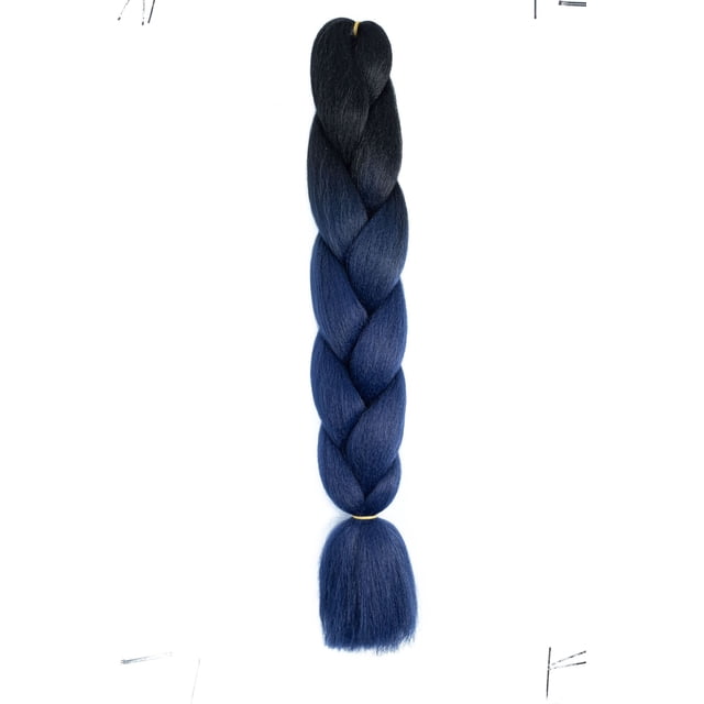 Zhuge Extensiones de cabello trenzado para mujeres, 6 paquetes de 100 g/paquete, 24 pulgadas, de negro a azul marino