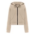 thumbnail image 5 of Patlollav Winter Womens Casual Loose Hooded Long Sleeve Zipper Solid Cardigan Blouse Hoodies Sweatshirt Tops With Pocket, 5 of 6
