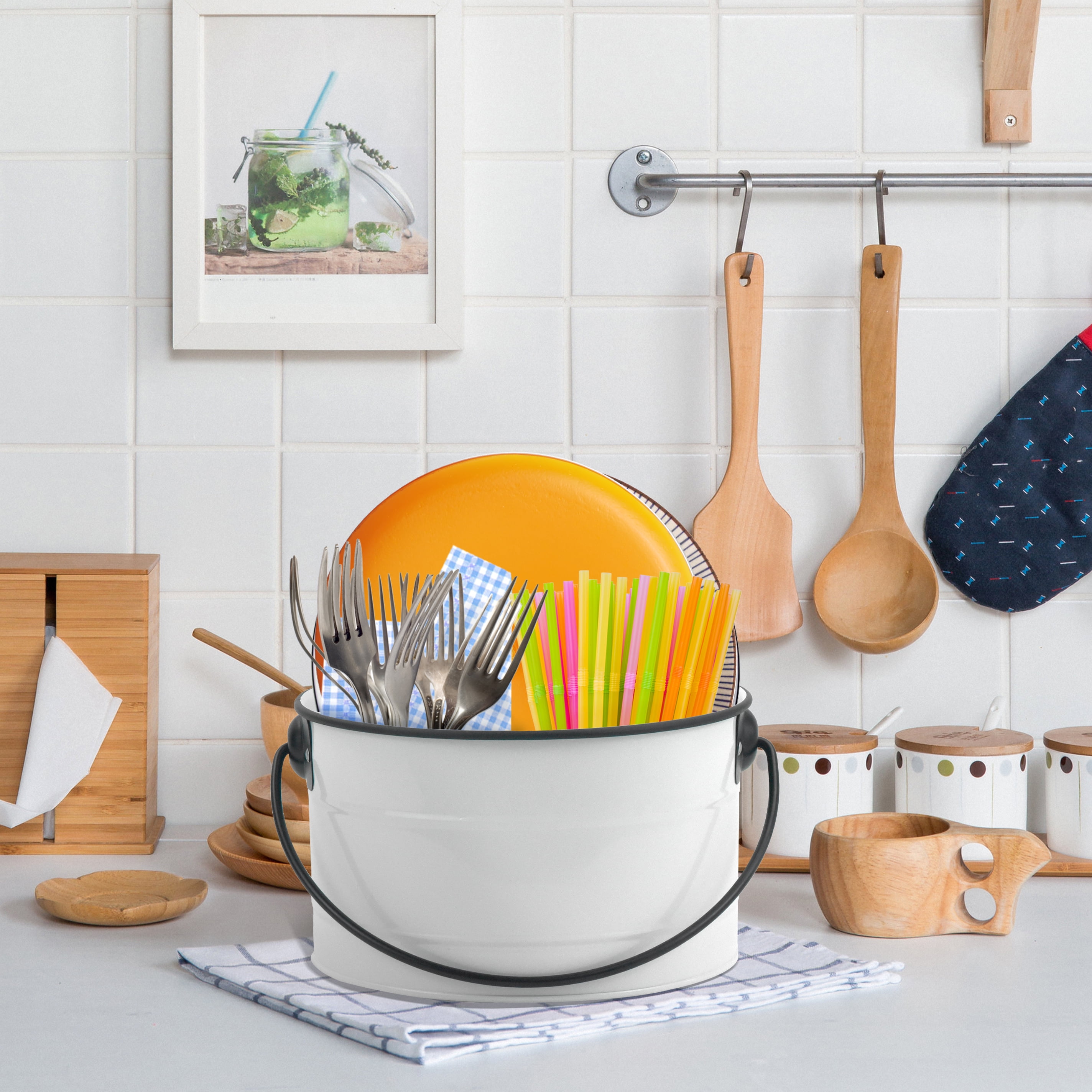 WHITE UTENSIL CADDY - FRENCH