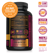 Zhou Nitric Oxide with L Arginine, Citrulline Malate, AAKG and Beet Root | Muscle Builder for Strength, Blood Flow and Endurance | 30 Servings, 120 Veggie Caps