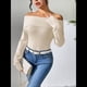 thumbnail image 4 of Suéter de Mujer Moderno con Hombros Descubiertos, Suéter Informal de Larga, Bonitos Conjuntos de Otoño Crema M, 4 of 7