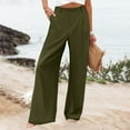 thumbnail image 2 of PMVFHDE Women's Casual High Waist Straight Leg Pants Solid Color Comfortable Versatile Trousers Army Green,XXL, 2 of 9